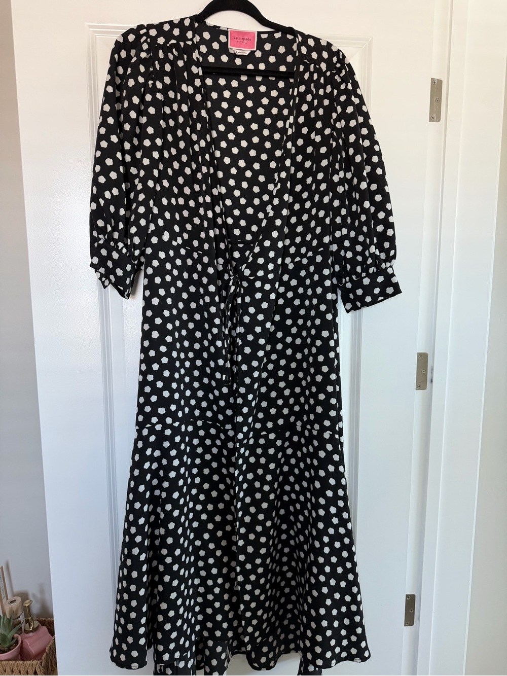 kate spade Black & White Polka Dot Midi Wrap Dress